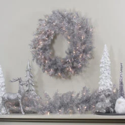 9' X 12" Pre-Lit Silver Tinsel Artificial Christmas Garland, Clear Lights 5 9' X 12" Pre-Lit Silver Tinsel Artificial Christmas Garland, Clear Lights -Best Christmas Store northlightgb91003 80639.1667530469