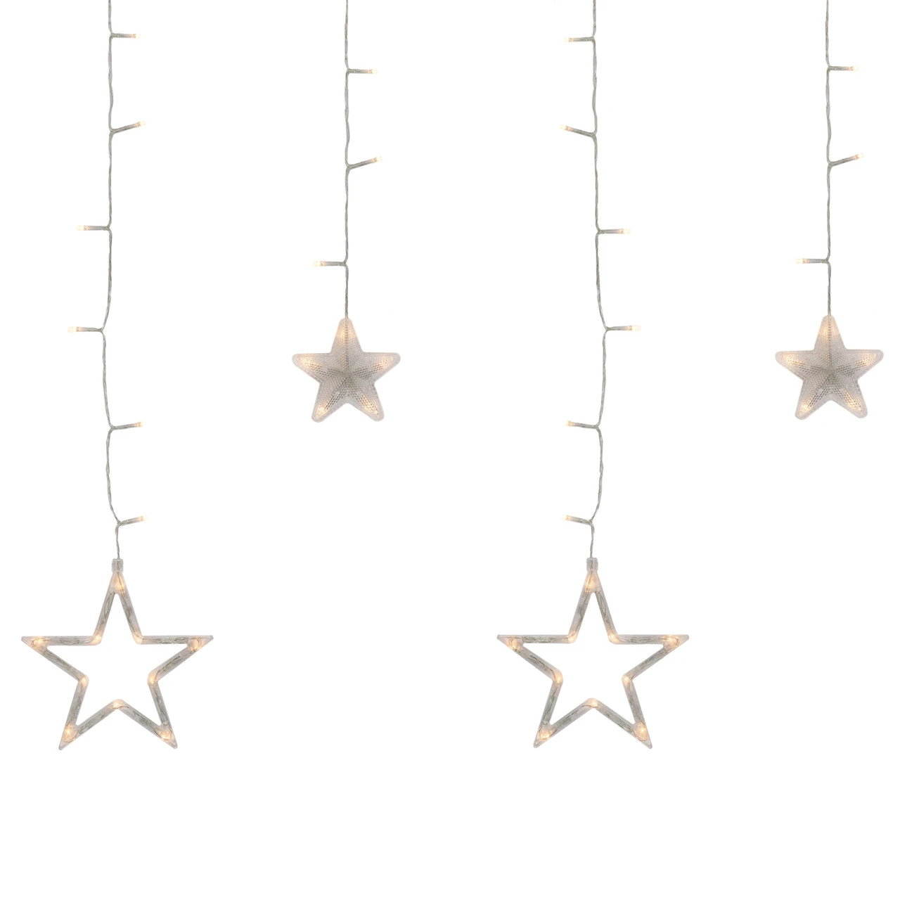 138 Clear LED Star Drop Window Curtain Christmas Lights - 17.75ft Clear Wire 2 138 Clear LED Star Drop Window Curtain Christmas Lights - 17.75ft Clear Wire - Image 2