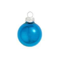 40ct Wedgewood Blue Shiny Glass Christmas Ball Ornaments 1.25" (30mm)