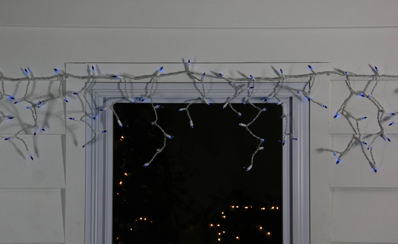 150-Count Blue Mini Icicle Christmas Light Set - 8.75ft, White Wire 3 150-Count Blue Mini Icicle Christmas Light Set - 8.75ft, White Wire - Image 3