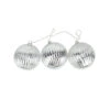 Set Of 3 Lighted Silver Mercury Glass Finish Ribbed Ball Christmas Ornaments - Clear Lights