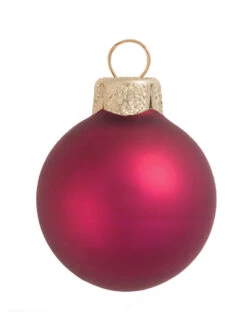 8ct Berry Red Glass Matte Christmas Ball Ornaments 3.25" (80mm)