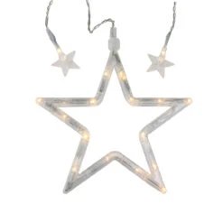 100 Clear LED Star Window Curtain Christmas Lights - 3.3 Ft Clear Wire