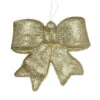 16" Gold Glittered Battery Operated Lighted LED Bow Christmas Decoration