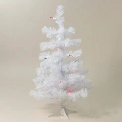 2' Pre-Lit Slim White Tinsel Artificial Christmas Tree - Multi Lights