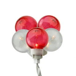 100-Count Red And White G30 Icicle Mini Christmas Light Set, 9.5ft White Wire