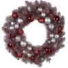 29" Artificial Red Peppermint Candy Colored Decorated Christmas Wreath- Unlit
