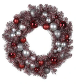 29" Artificial Red Peppermint Candy Colored Decorated Christmas Wreath- Unlit
