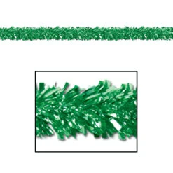 Club Pack Of 12 Shiny Metallic Green Foil Tinsel 6-Ply St. Patrick's Day Garlands 15' - Unlit