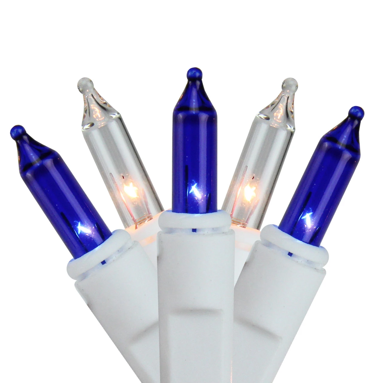 Set Of 150 Blue And Clear Mini Swag Christmas Lights - 7.5 Ft White Wire 2 Set Of 150 Blue And Clear Mini Swag Christmas Lights - 7.5 Ft White Wire - Image 2