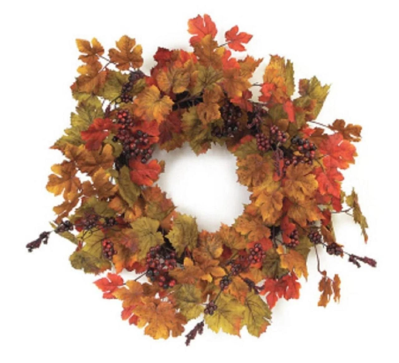 Green And Yellow Maple Leaves Artificial Spring Wreath - 24-Inch, Unlit 1 Green And Yellow Maple Leaves Artificial Spring Wreath - 24-Inch, Unlit