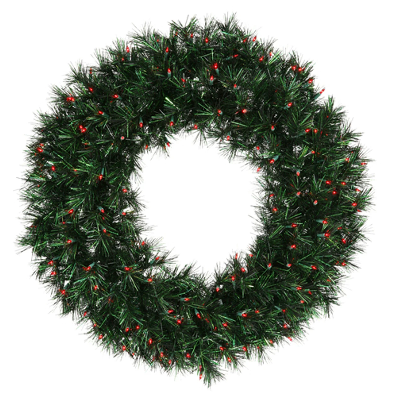 Pre-Lit Midnight Green Artificial Christmas Wreath - 48-Inch, Red Lights 1 Pre-Lit Midnight Green Artificial Christmas Wreath - 48-Inch, Red Lights