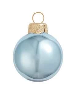 40ct Sky Blue Shiny Glass Christmas Ball Ornaments 1.5" (40mm)
