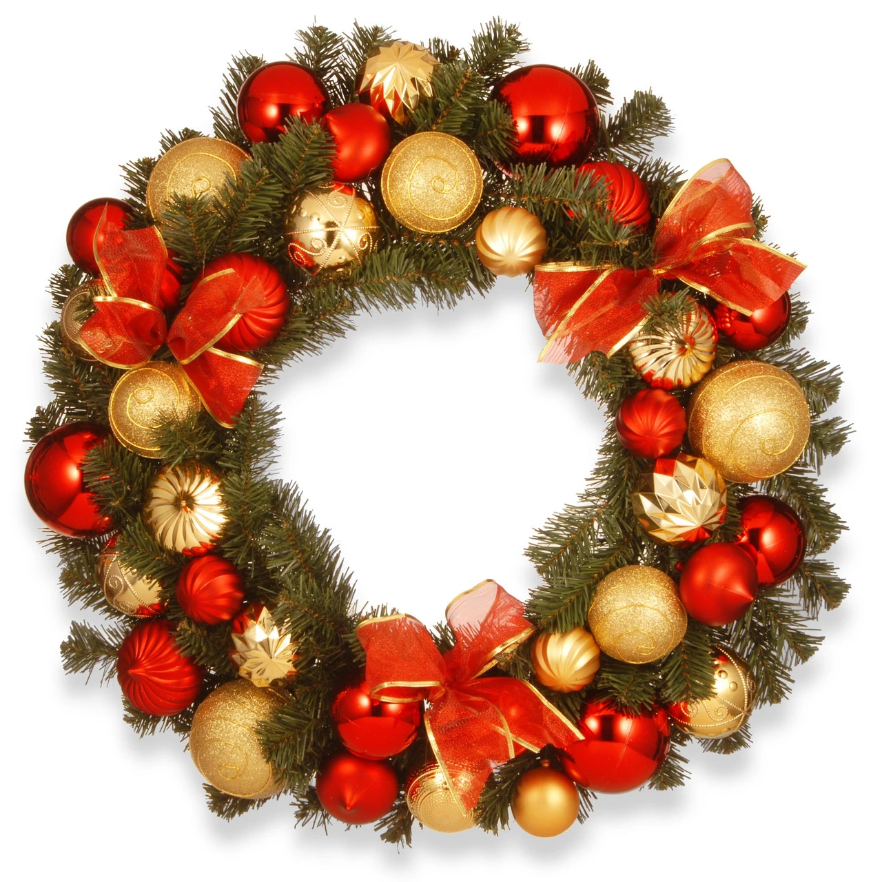 Red And Gold Ornament Artificial Christmas Wreath - 30-Inch, Unlit 1 Red And Gold Ornament Artificial Christmas Wreath - 30-Inch, Unlit