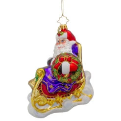 Christopher Radko Ringing While He's Singing Santa Glass Christmas Ornament 1020845