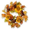 Autumn Sunflower Artificial Wreath - 24-Inch, Unlit