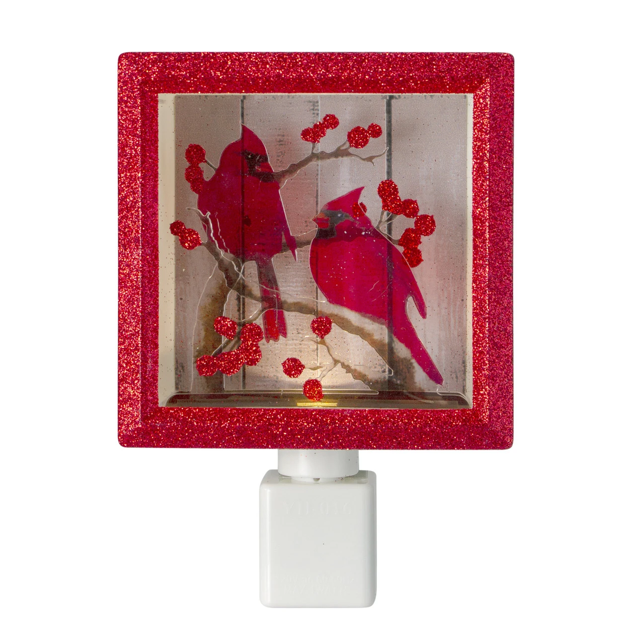 6" Red And Brown Glitter Cardinal Christmas Night Light 1 6" Red And Brown Glitter Cardinal Christmas Night Light