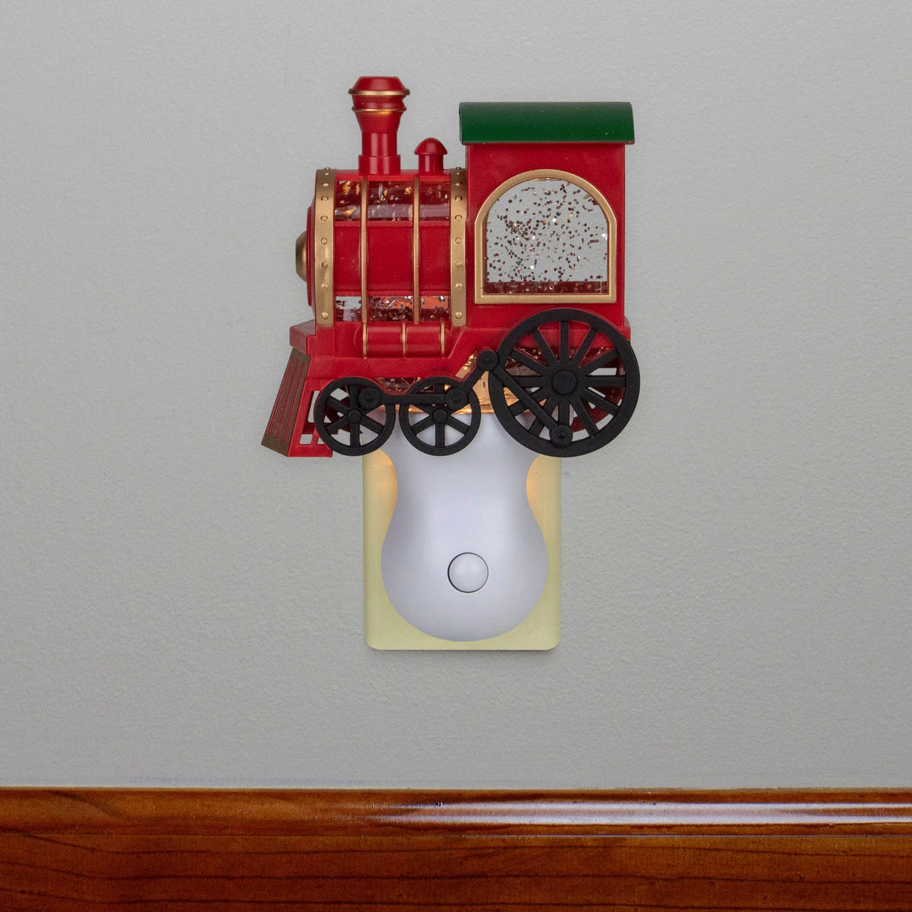 6.5" Red, Green And Gold Glitter Bubble Lamp Christmas Train Night Light 2 6.5" Red, Green And Gold Glitter Bubble Lamp Christmas Train Night Light - Image 2