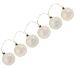 5 Battery Operated Clear Iridescent Frosted Ball LED Mini Christmas Lights - 2.1 Ft Silver Wire