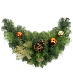 24" Pre-Decorated Green Traditional Pine Artificial Christmas Swag - Unlit