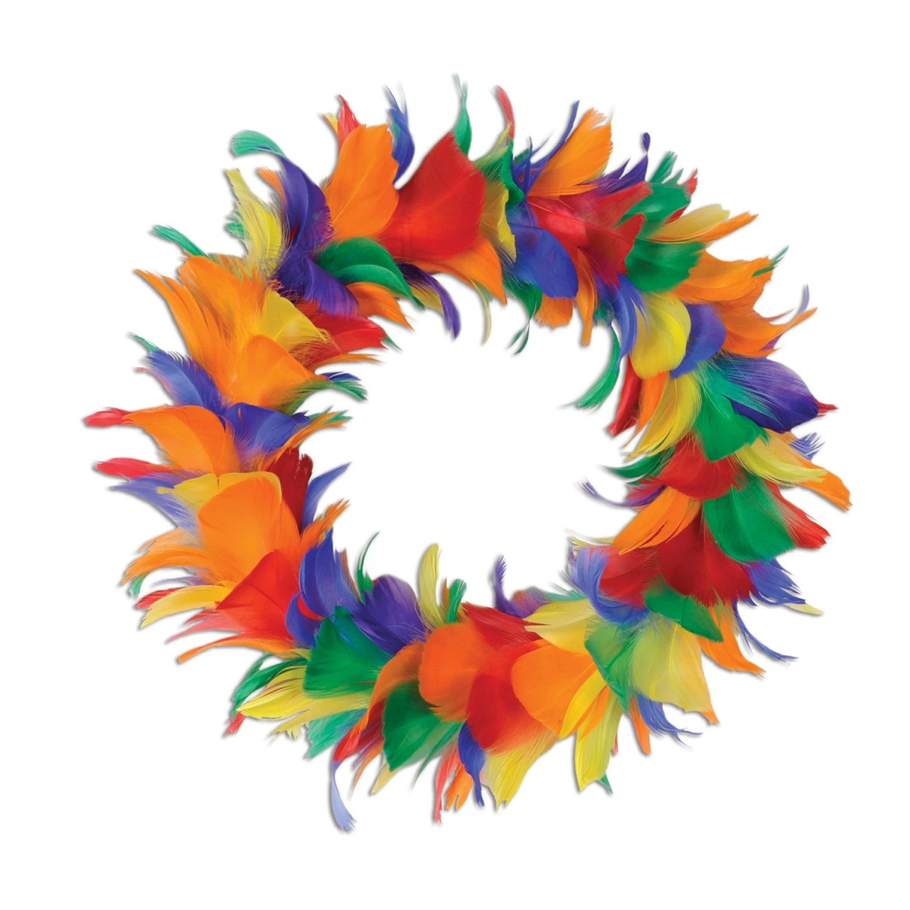 Pack Of 6 Rainbow Colored Decorative Feather Wreath 12" 1 Pack Of 6 Rainbow Colored Decorative Feather Wreath 12"