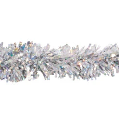 25'silver And Clear Metallic Specialty Holographic Twist Novelty Christmas Garland