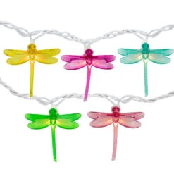 10-Count Dragonfly Summer Garden Outdoor Patio Lights, 7.25ft White Wire