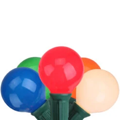 20-Count Vibrantly Colored Opaque G50 Globe Christmas Light Set, 19ft Green Wire