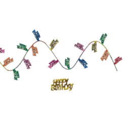 Club Pack Of 12 Fun Colorful Gleam 'N Flex Happy Birthday Garland 300"
