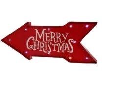23" Battery Operated Lighted Color Changing Red Arrow Merry Christmas Sign