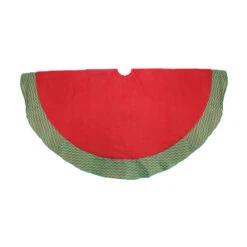 46.5" Red And Green Glittered Chevron Border Christmas Tree Skirt
