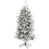 5’ Pre-Lit Flocked Livingston Fir Artificial Christmas Tree, Warm Clear LED Lights