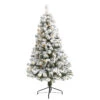 5' Pre-Lit Flocked Fir Artificial Christmas Tree, Warm Clear LED Lights