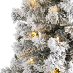 5' Pre-Lit Flocked Fir Artificial Christmas Tree, Warm Clear LED Lights -Best Christmas Store t1739 3 56007.1667535125