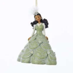 5" Green Pretty As A Princess Kayla Gown Black Hair Christmas Ornament