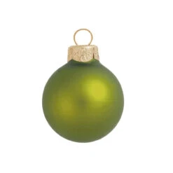 8ct Kiwi Green Glass Matte Christmas Ball Ornaments 3.25" (80mm)