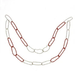 36" Red And Silver Round Loops Christmas Chain Garland - Unlit