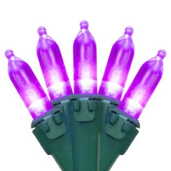 100-Count Purple LED Mini Christmas Lights, 33ft Green Wire