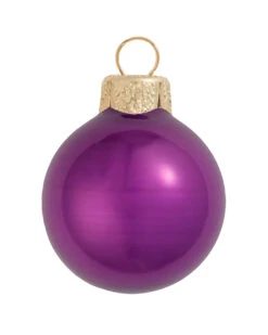 6ct Purple Pearl Glass Christmas Ball Ornaments 4" (101mm)