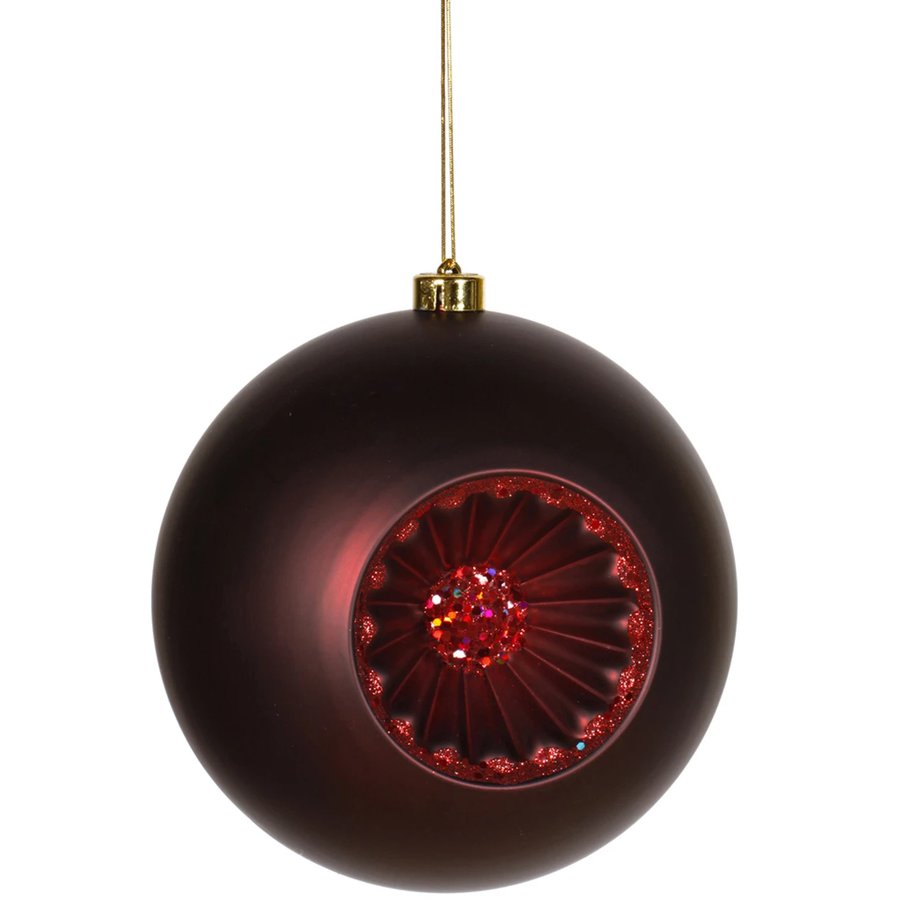 Matte Burgundy Red Retro Reflector Shatterproof Christmas Ball Ornament 8" (200mm) 1 Matte Burgundy Red Retro Reflector Shatterproof Christmas Ball Ornament 8" (200mm)