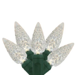 35 White LED C6 Mini Christmas Lights - 16.7 Ft Green Wire