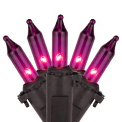 100-Count Purple Mini Incandescent Christmas Light Set, 20.25ft Black Wire