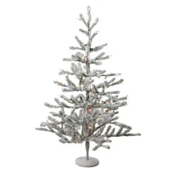 3' Pre-Lit Flocked Alpine Twig Artificial Christmas Tree - Warm White Lights