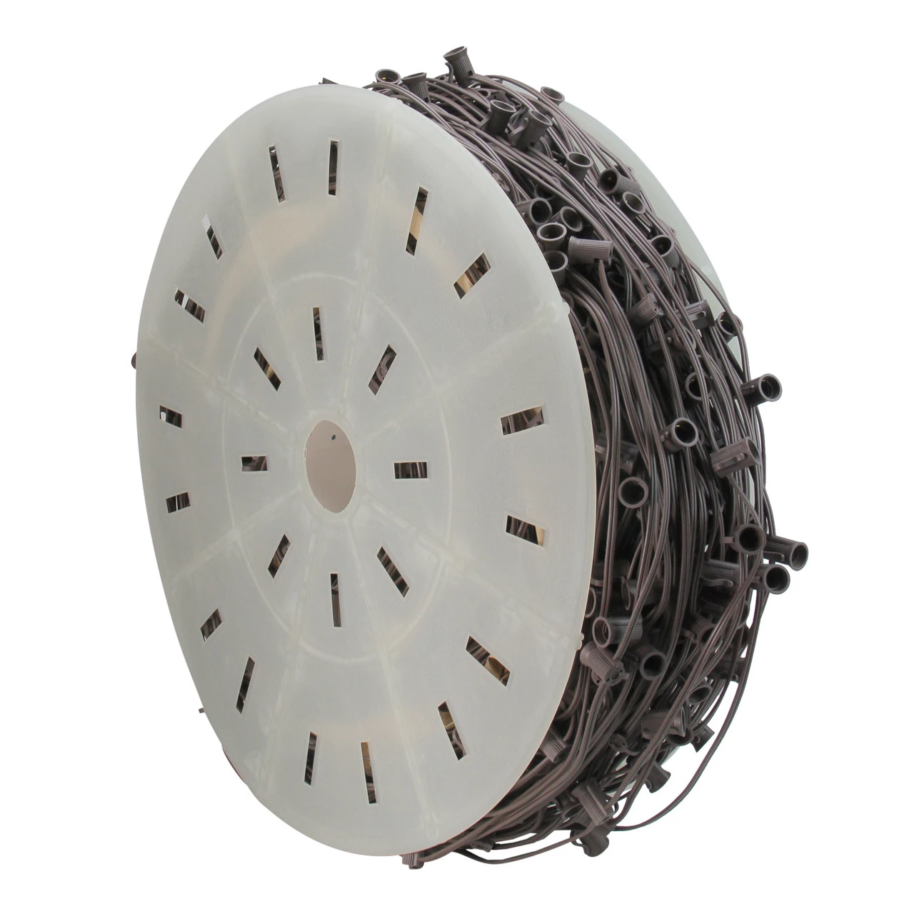 1000' Commercial C7 Christmas Light Socket Set Spool - 12" Spacing Brown Wire 2 1000' Commercial C7 Christmas Light Socket Set Spool - 12" Spacing Brown Wire - Image 2