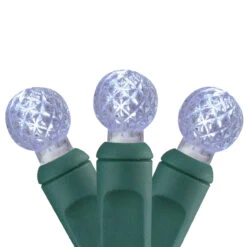 100 White LED G12 Berry Christmas Lights - 33 Ft Green Wire