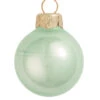8ct Shale Green And Gold Shiny Glass Christmas Ball Ornaments 3.25" (80mm)
