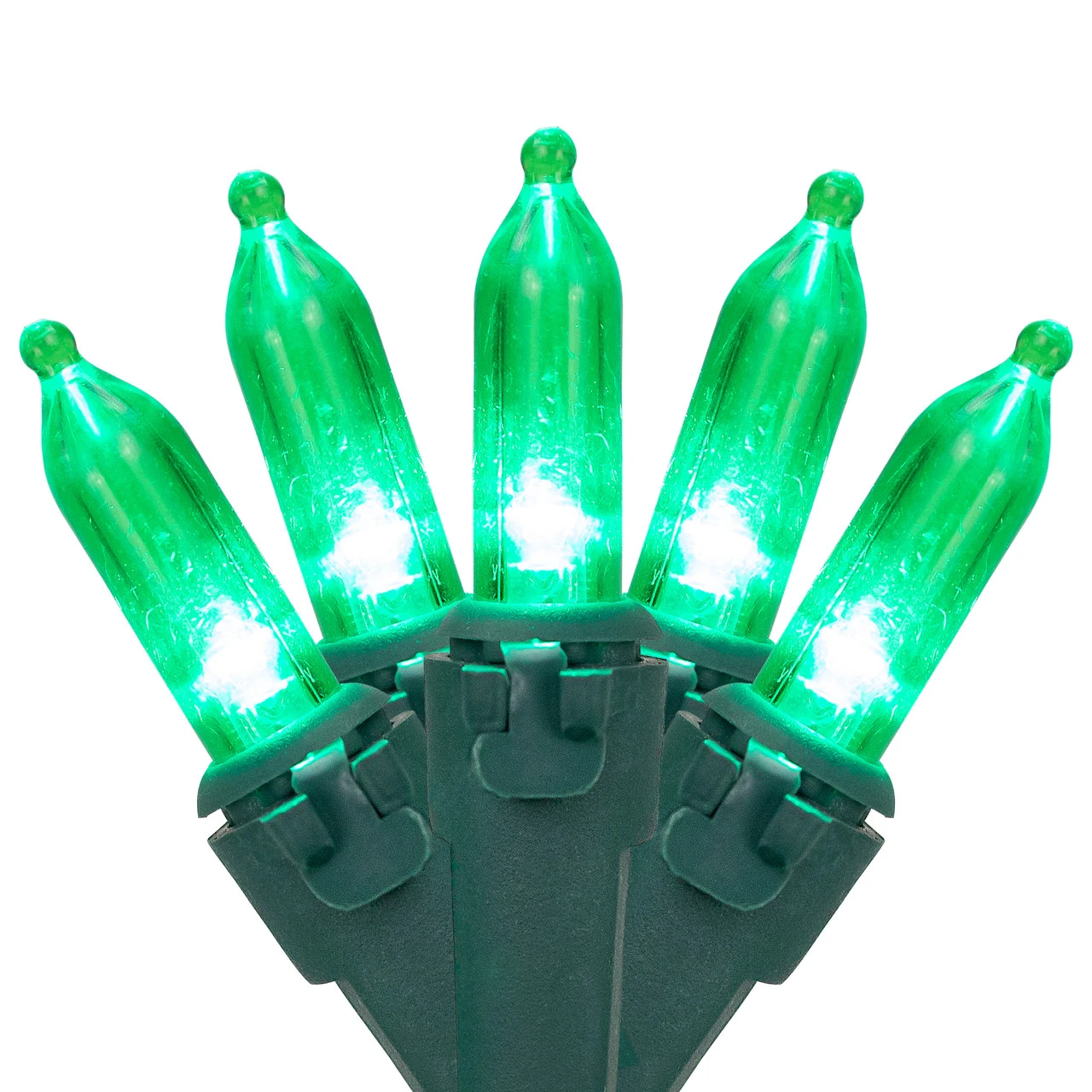 50ct Green LED Mini Christmas Lights, 16.25ft Green Wire 1 50ct Green LED Mini Christmas Lights, 16.25ft Green Wire