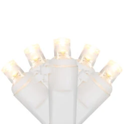 50ct Warm White LED Wide Angle Christmas Lights, 16.25ft White Wire