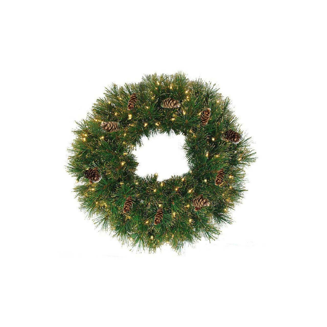 24" Pre-Lit Yorkville Pine Artificial Christmas Wreath - Clear Lights 1 24" Pre-Lit Yorkville Pine Artificial Christmas Wreath - Clear Lights