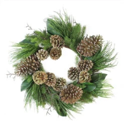Pine Cones And Foliage Christmas Wreath - 28-Inch, Unlit